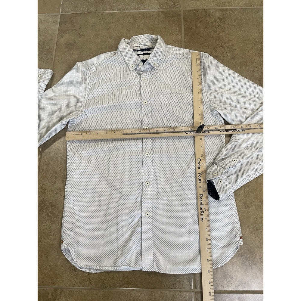Cactus Man Modern Slim Fit Button Down Shirt Sz S White Cotton Geometric Print - Picture 4 of 9